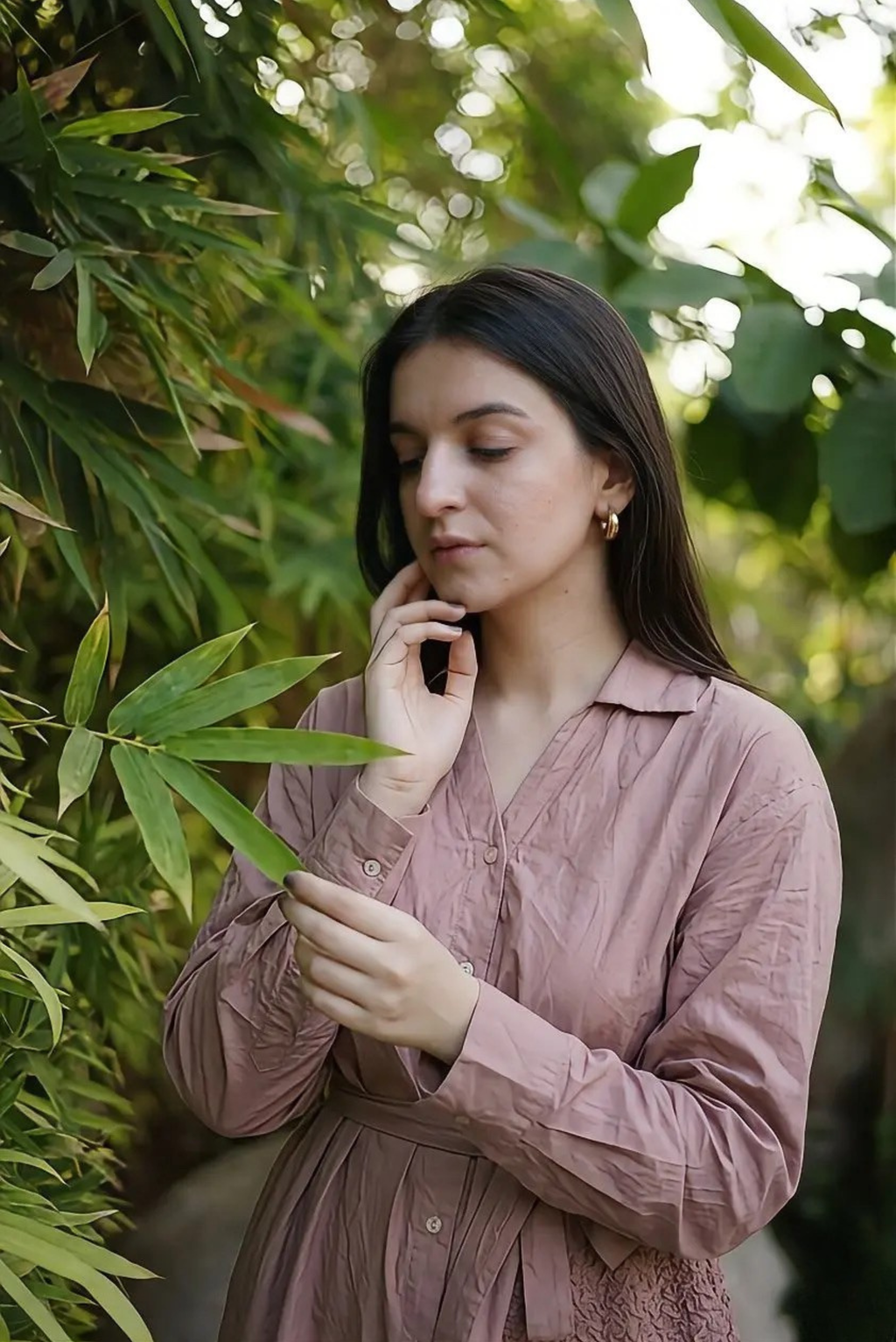 Rosé Drap Shirt Dress