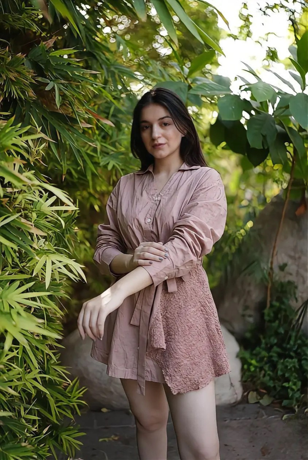 Rosé Drap Shirt Dress