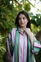 Meadow Stripe Cotton Shirt Dress