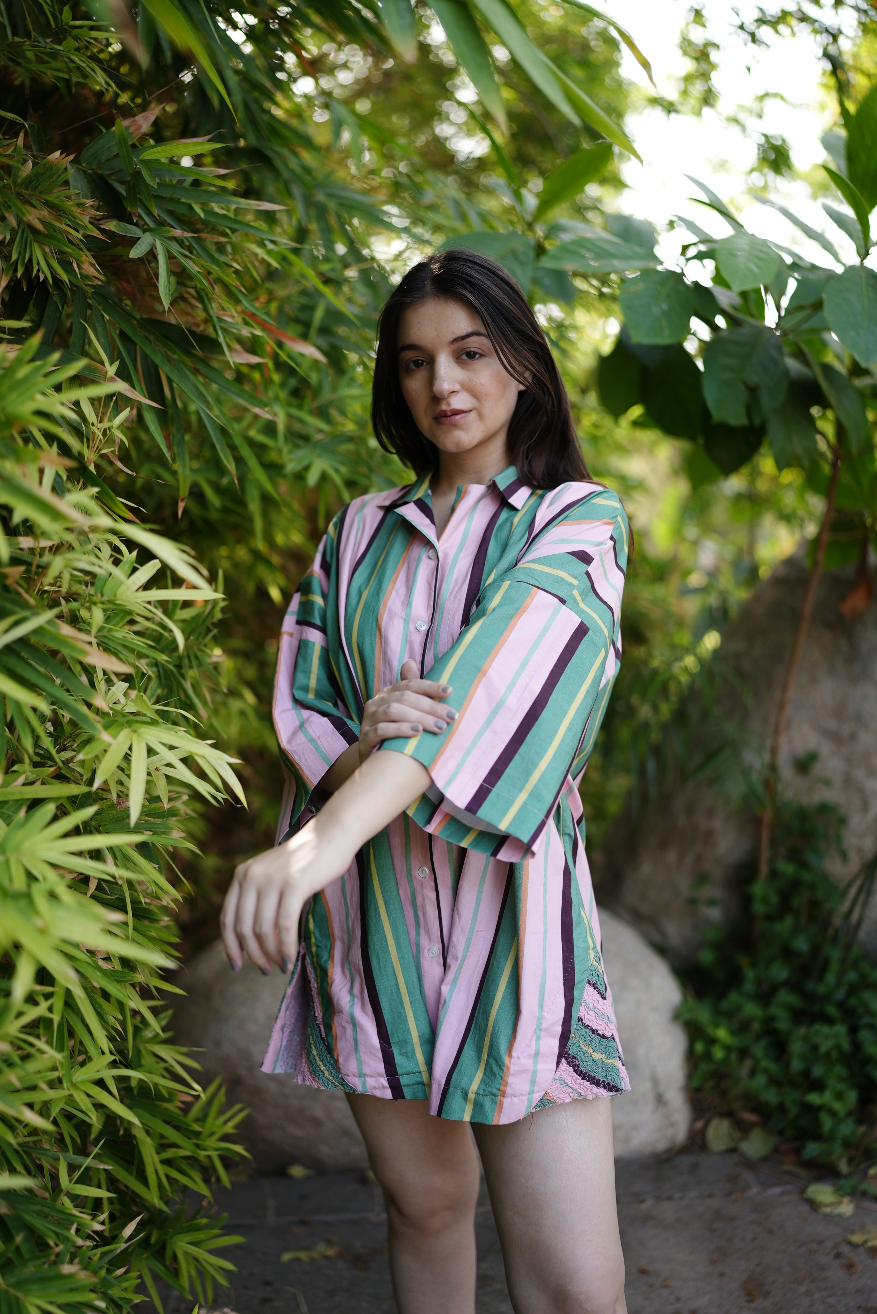 Meadow Stripe Cotton Shirt Dress