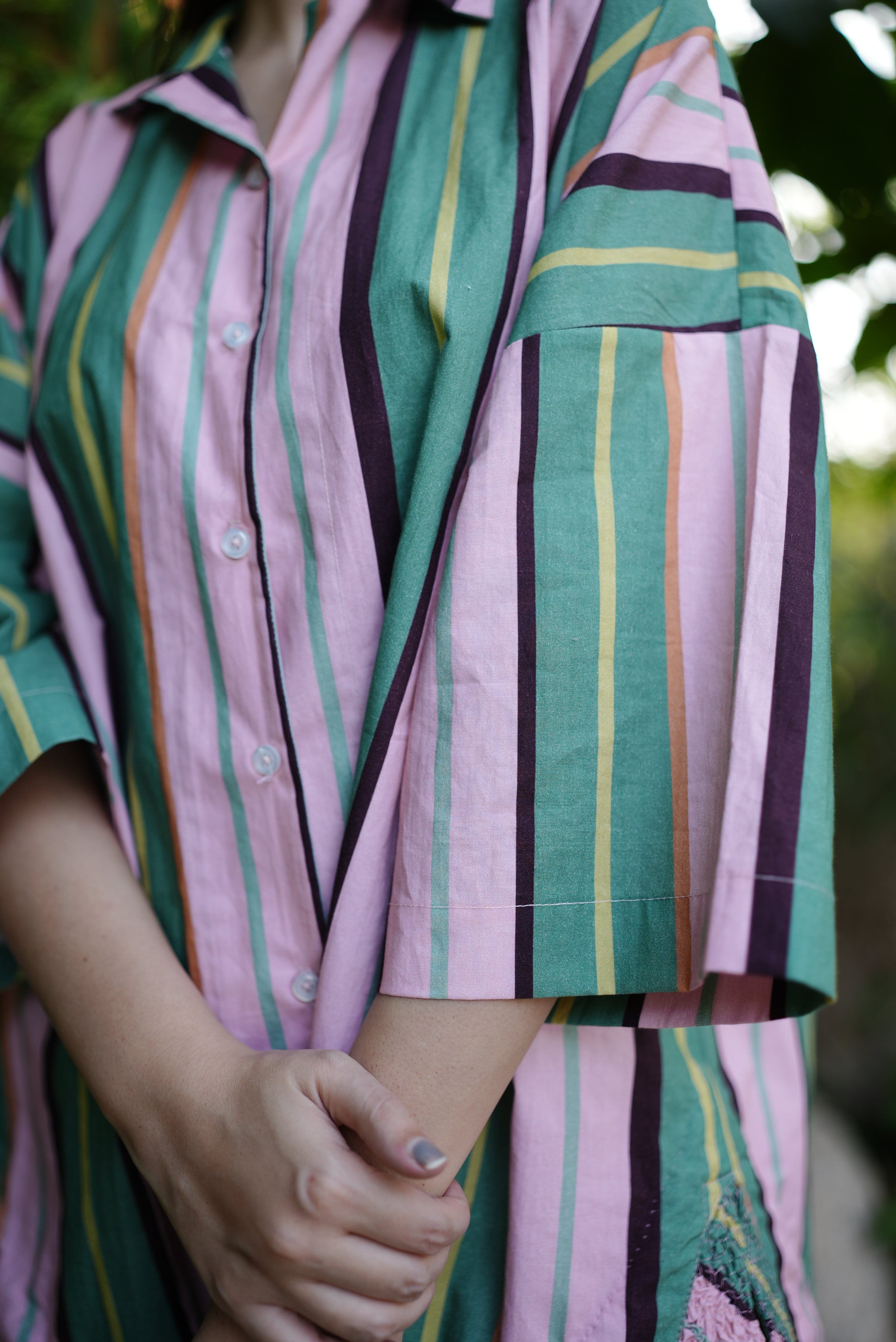 Meadow Stripe Cotton Shirt Dress