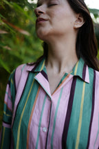Meadow Stripe Cotton Shirt Dress