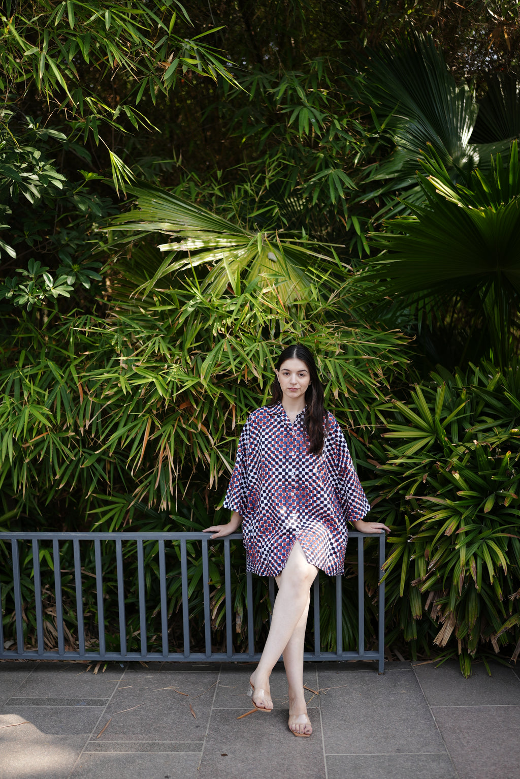 Mosaic Print Cotton Shirt Dress