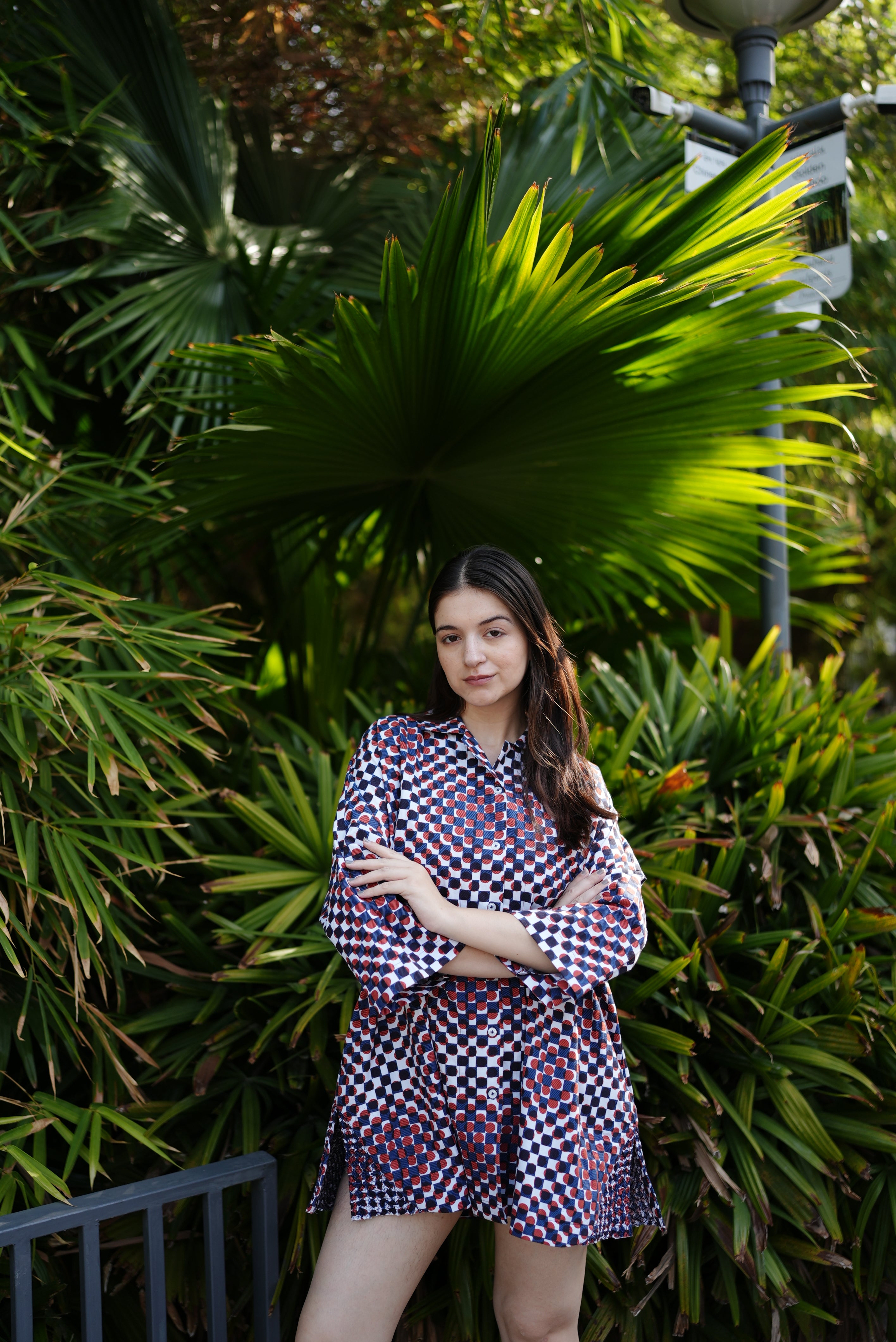 Mosaic Print Cotton Shirt Dress