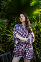 Mosaic Print Cotton Shirt Dress