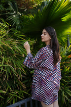 Mosaic Print Cotton Shirt Dress