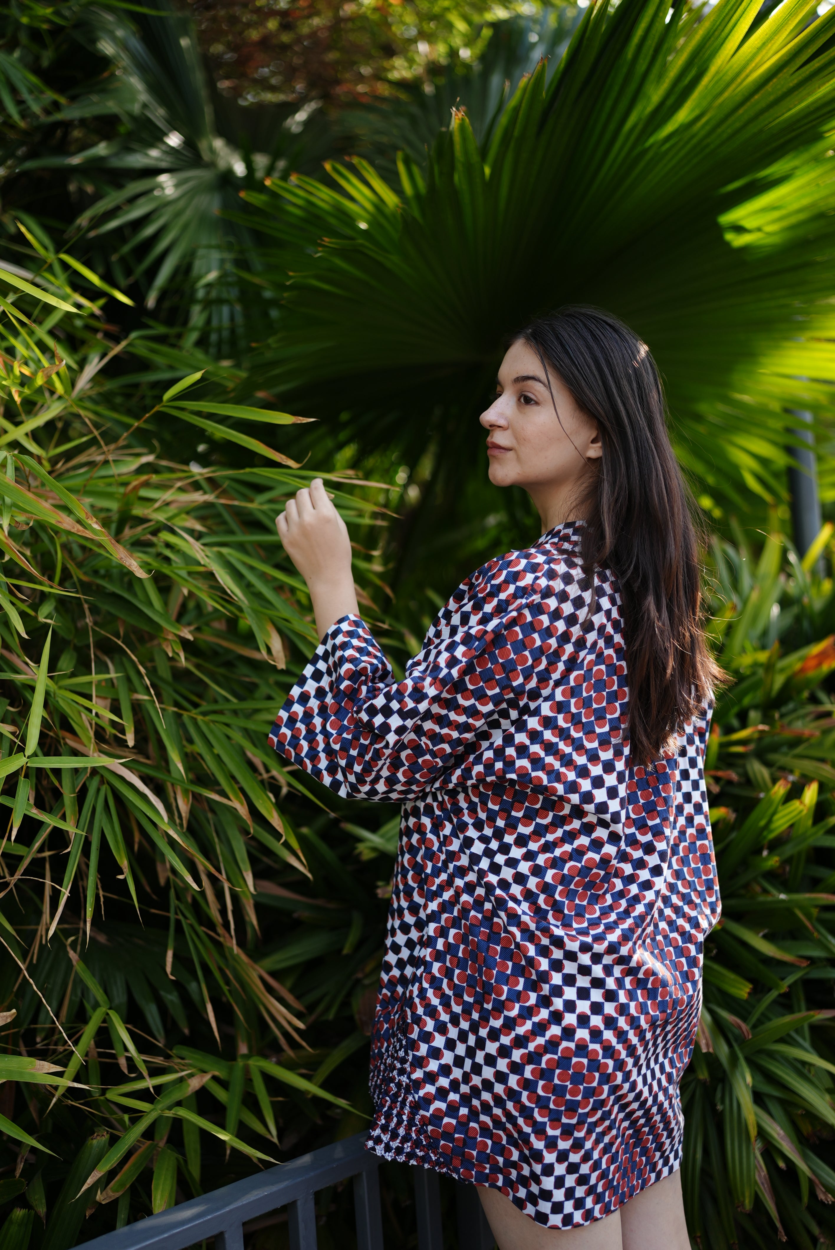 Mosaic Print Cotton Shirt Dress