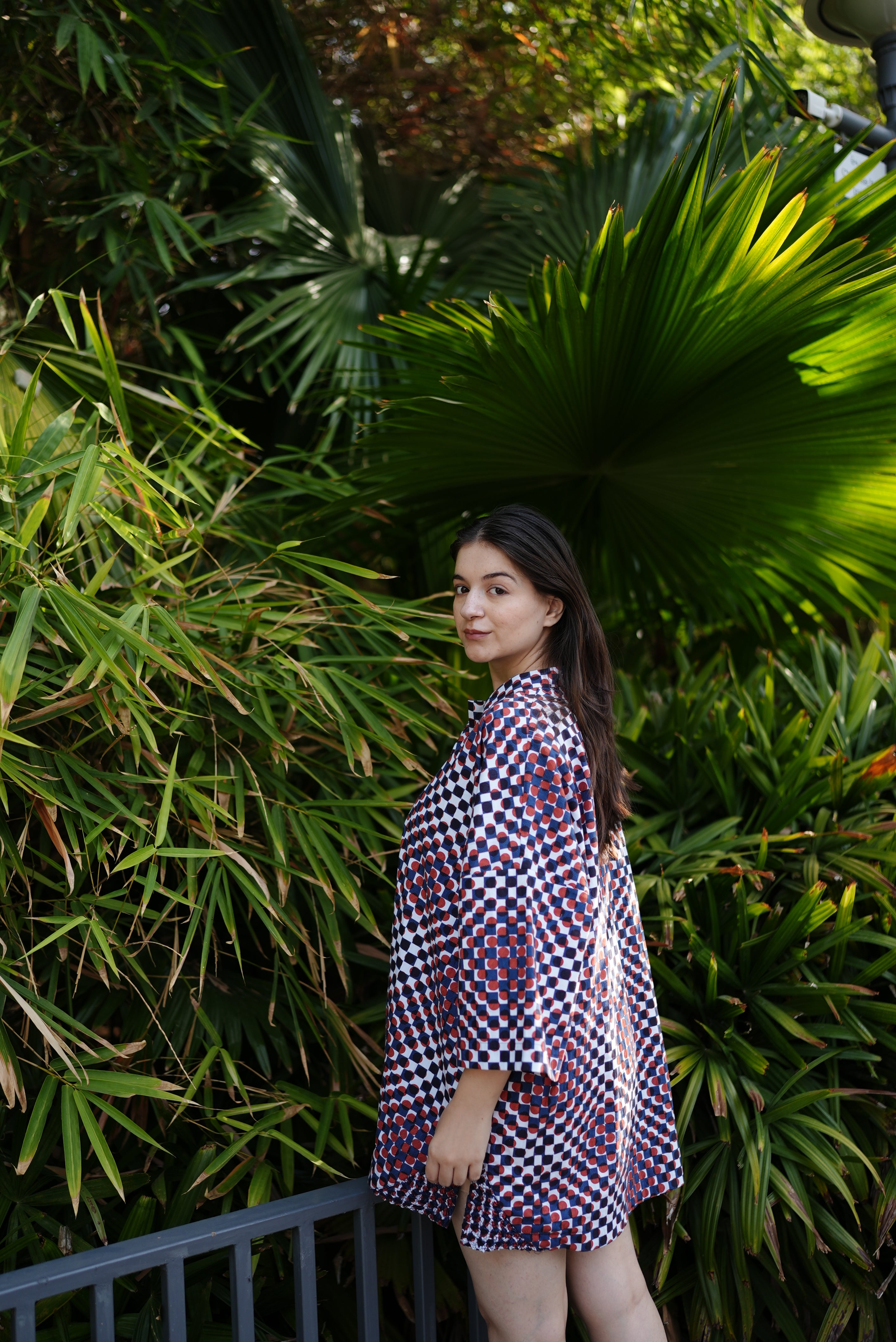 Mosaic Print Cotton Shirt Dress