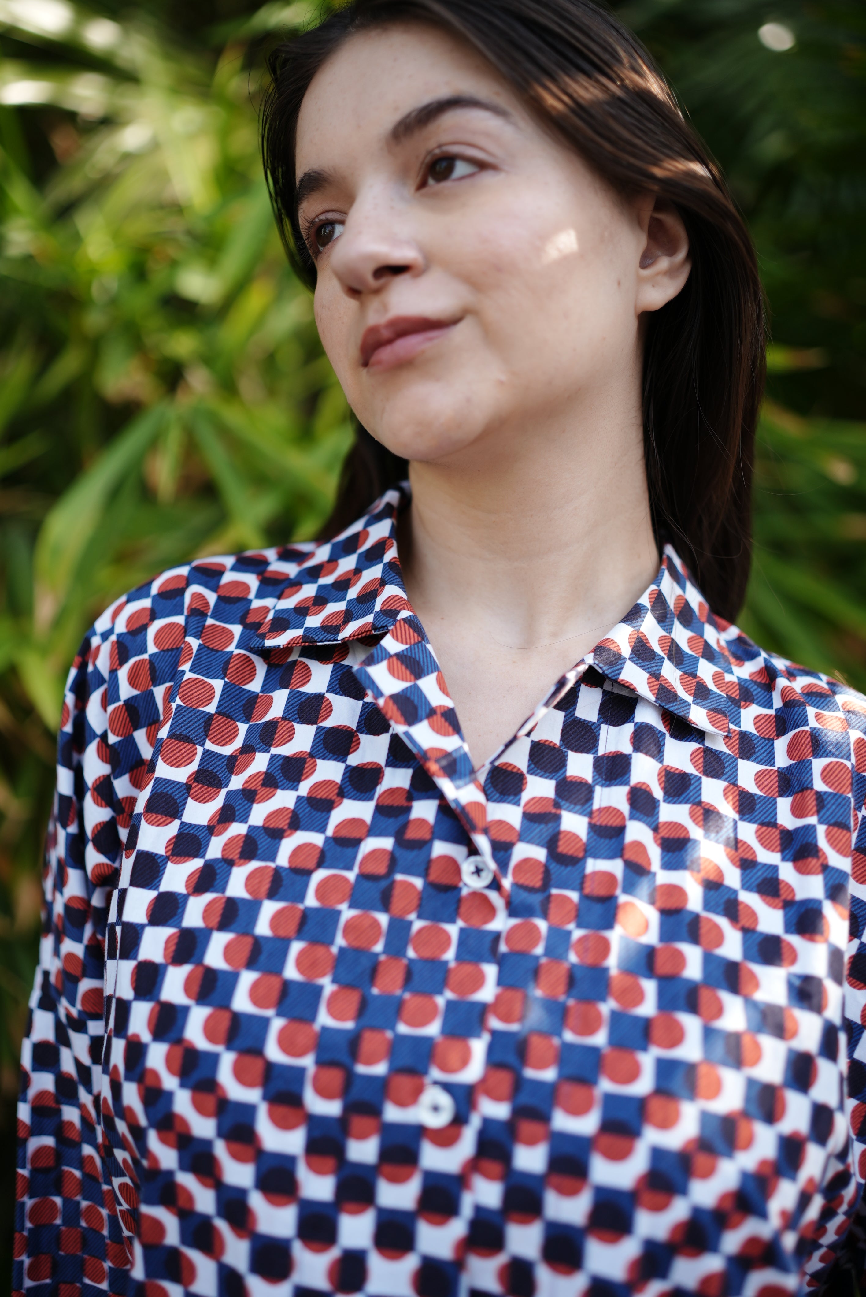 Mosaic Print Cotton Shirt Dress