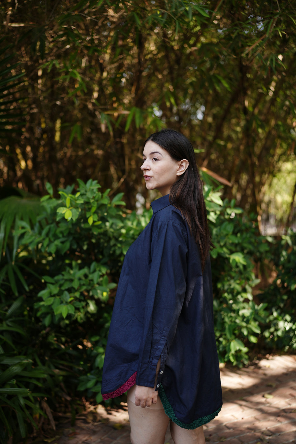 Midnight Trim Cotton Shirt Dress