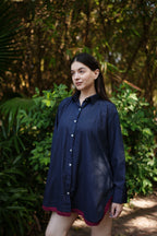 Midnight Trim Cotton Shirt Dress