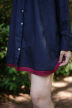 Midnight Trim Cotton Shirt Dress