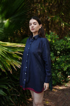 Midnight Trim Cotton Shirt Dress