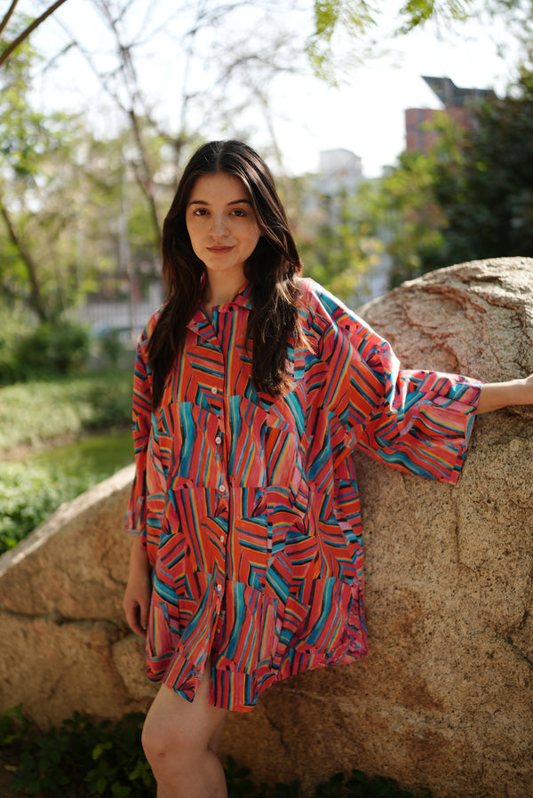 Prism Lines Cotton Dress