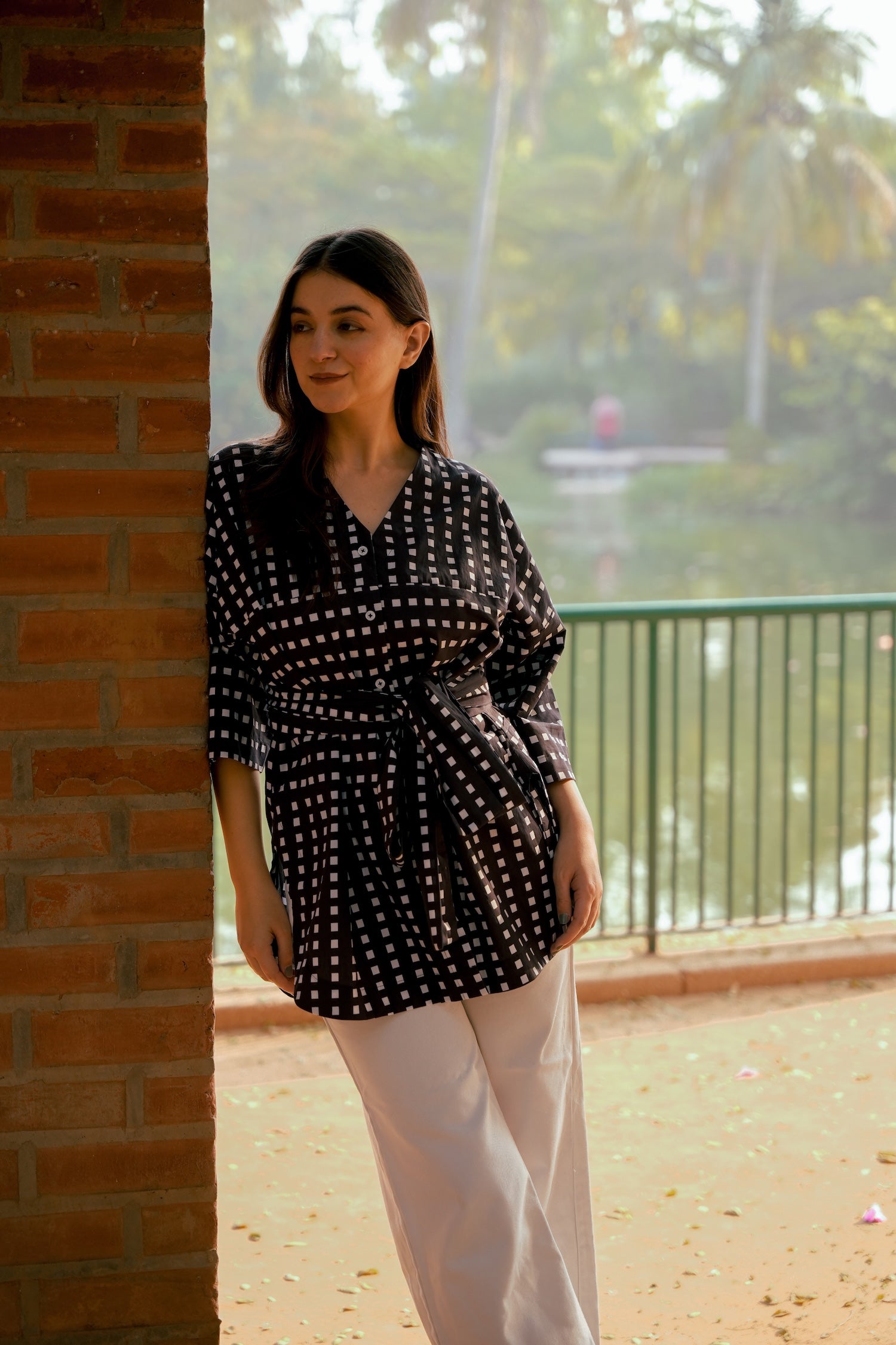 Noir Grid Cotton Poplin Shirt