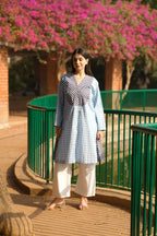 Azure Check Cotton Poplin Kurta