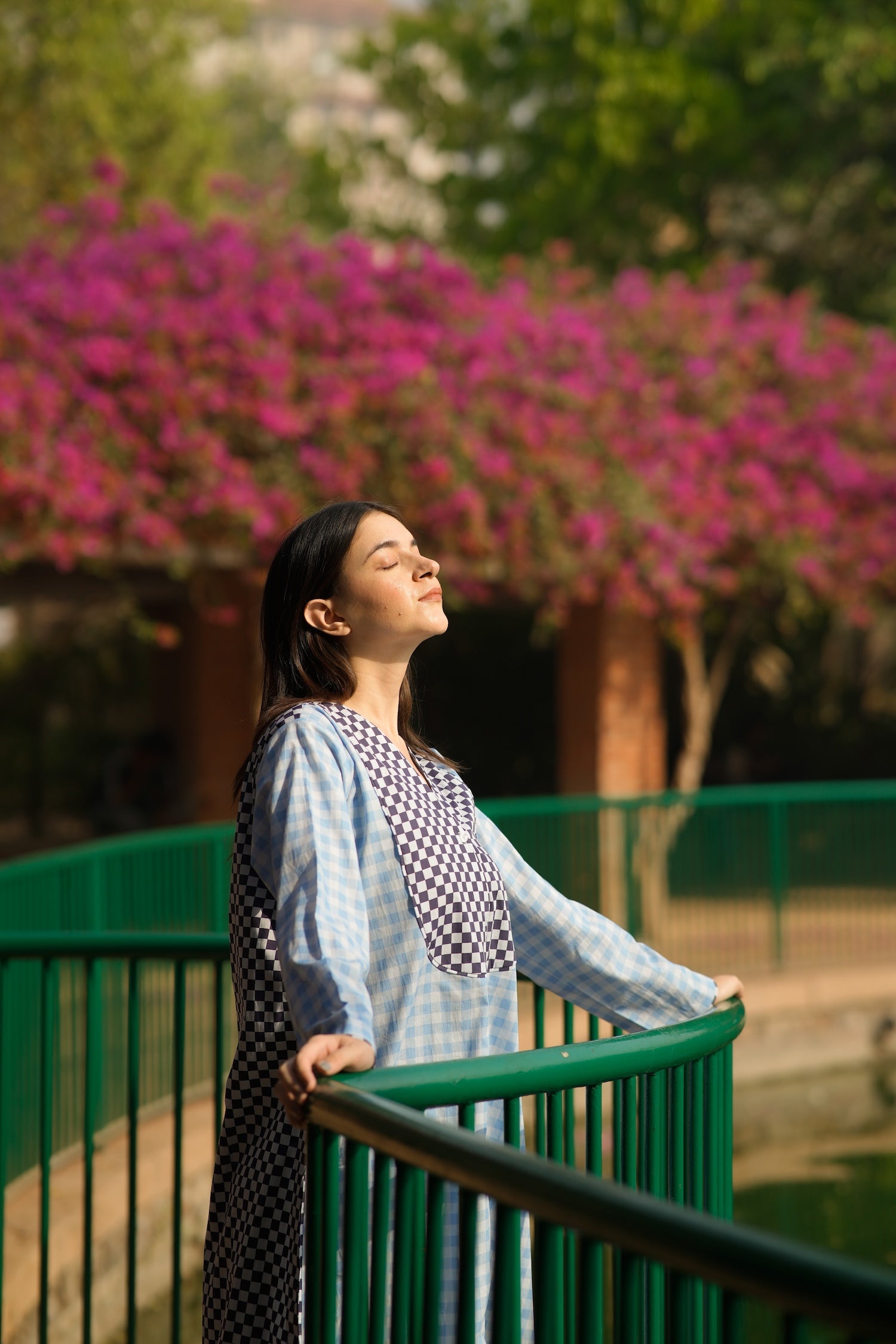 Azure Check Cotton Poplin Kurta