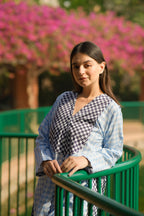Azure Check Cotton Poplin Kurta
