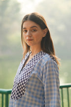 Azure Check Cotton Poplin Kurta