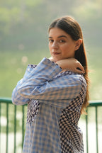 Azure Check Cotton Poplin Kurta
