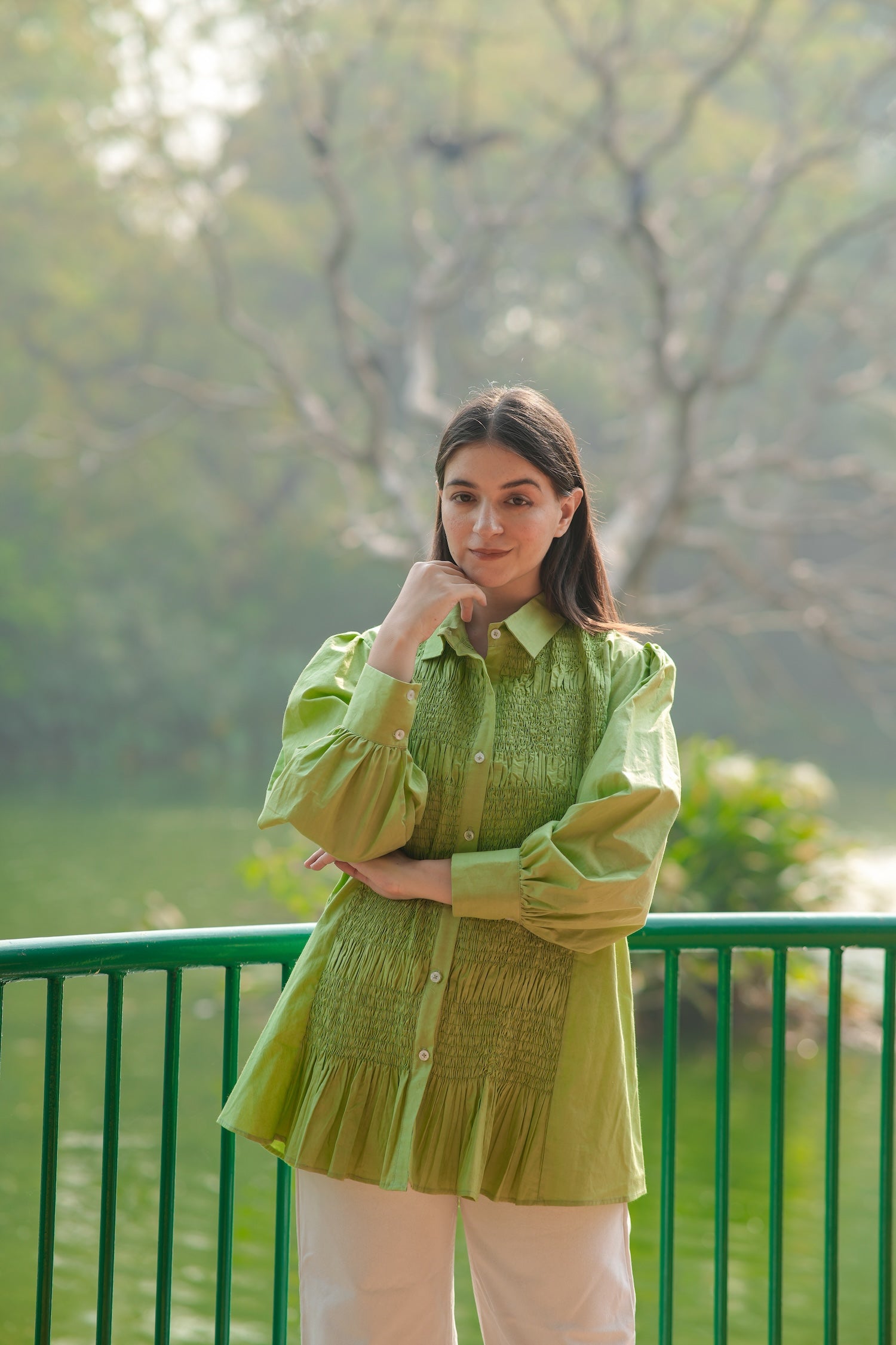 Fern Smocked Cotton Shirt
