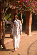 Celestial Grid Cotton Poplin Shirt