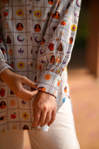 Celestial Grid Cotton Poplin Shirt