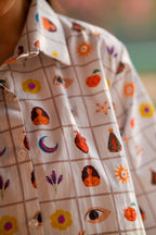 Celestial Grid Cotton Poplin Shirt