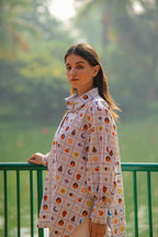 Celestial Grid Cotton Poplin Shirt