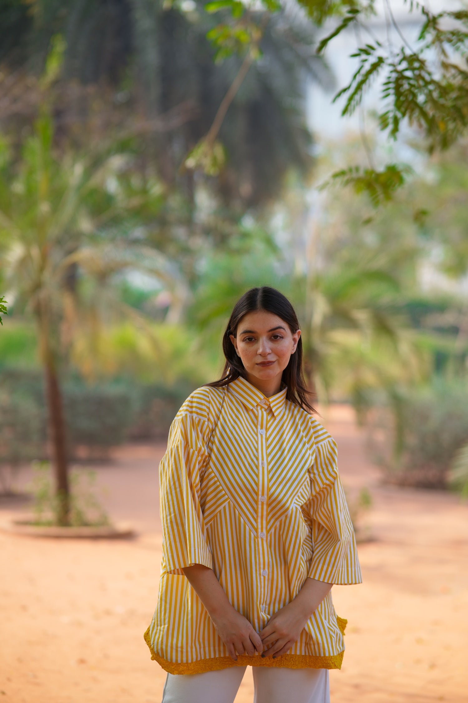Saffron Stripe Cotton Poplin Shirt