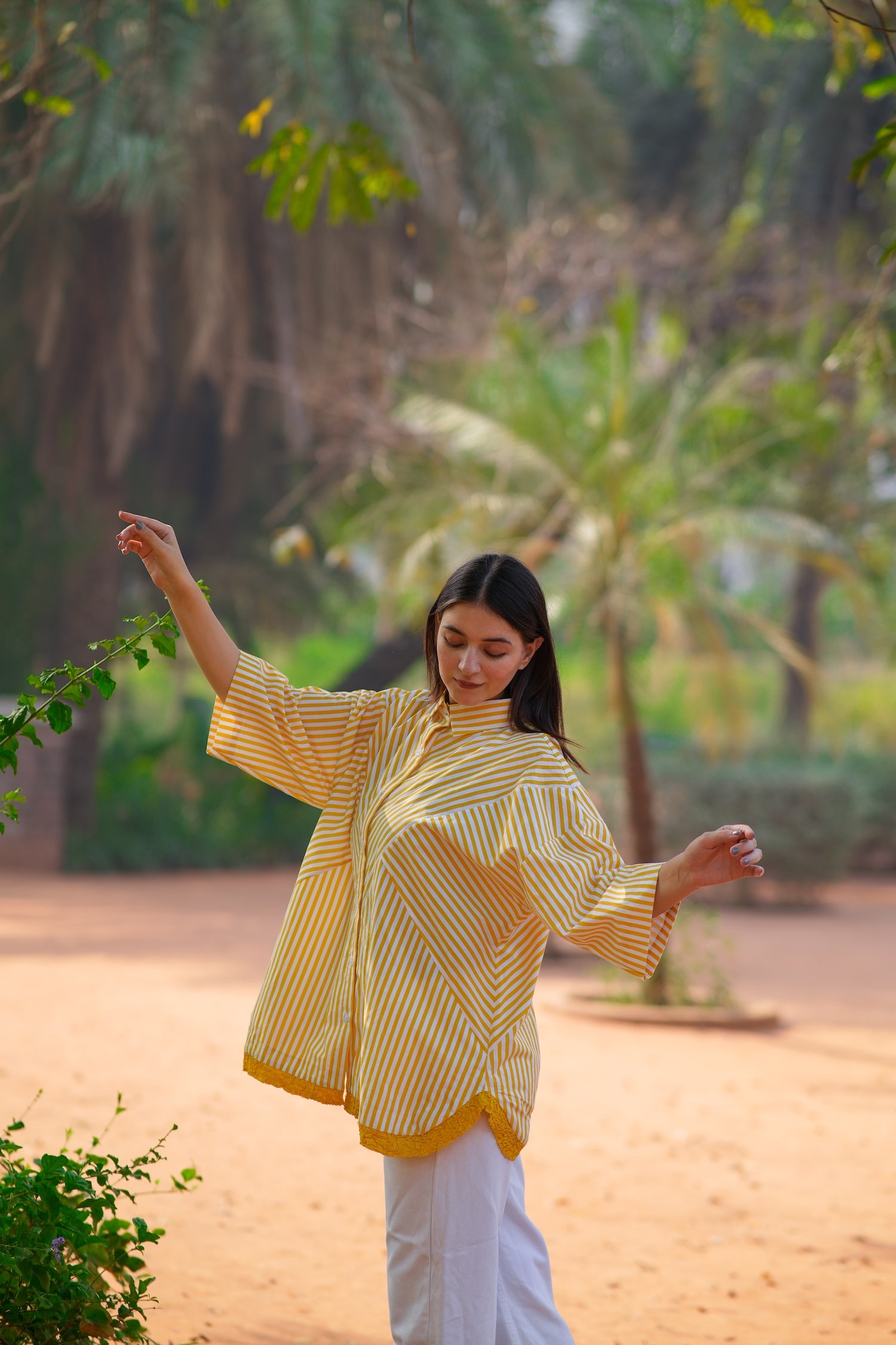 Saffron Stripe Cotton Poplin Shirt