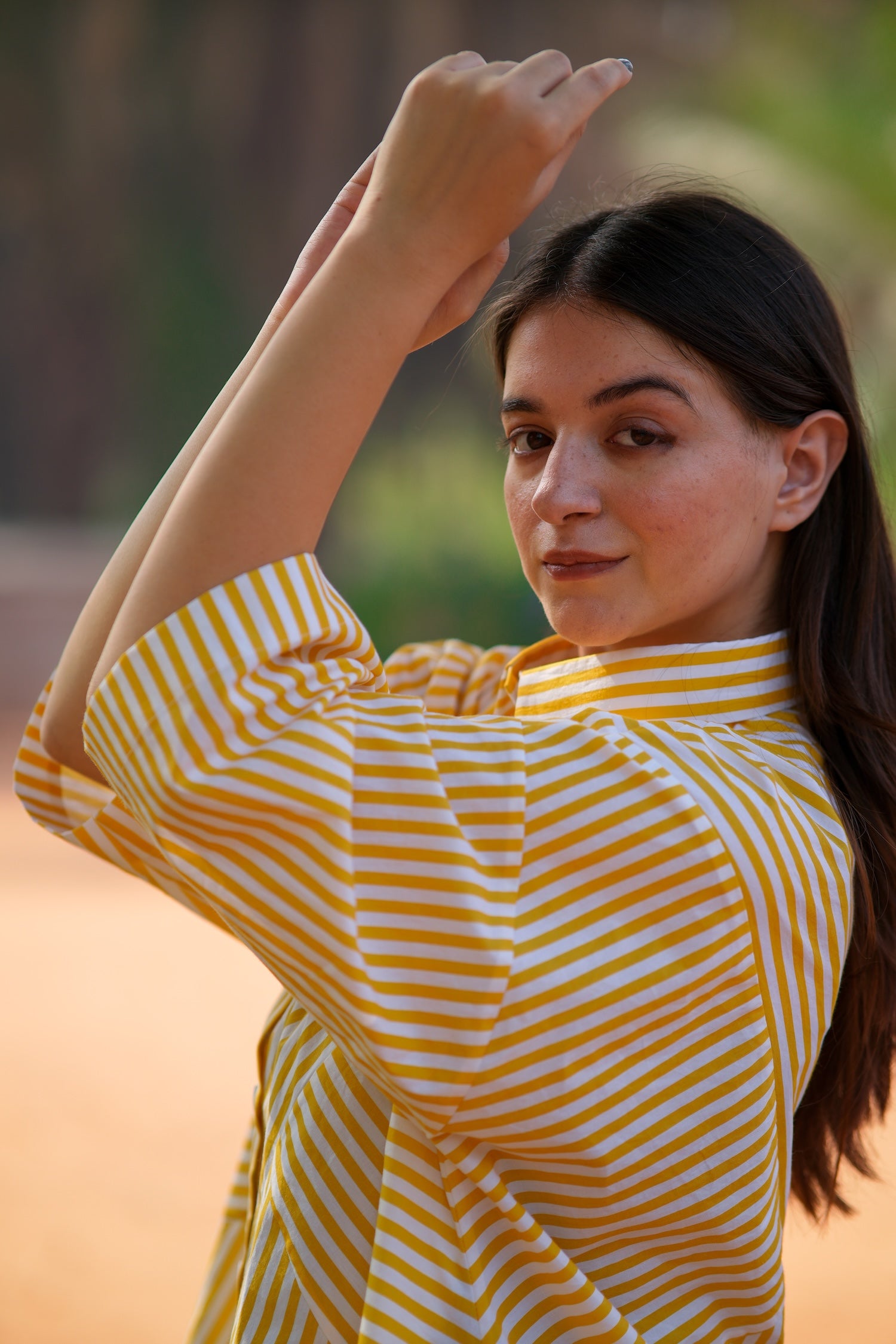 Saffron Stripe Cotton Poplin Shirt