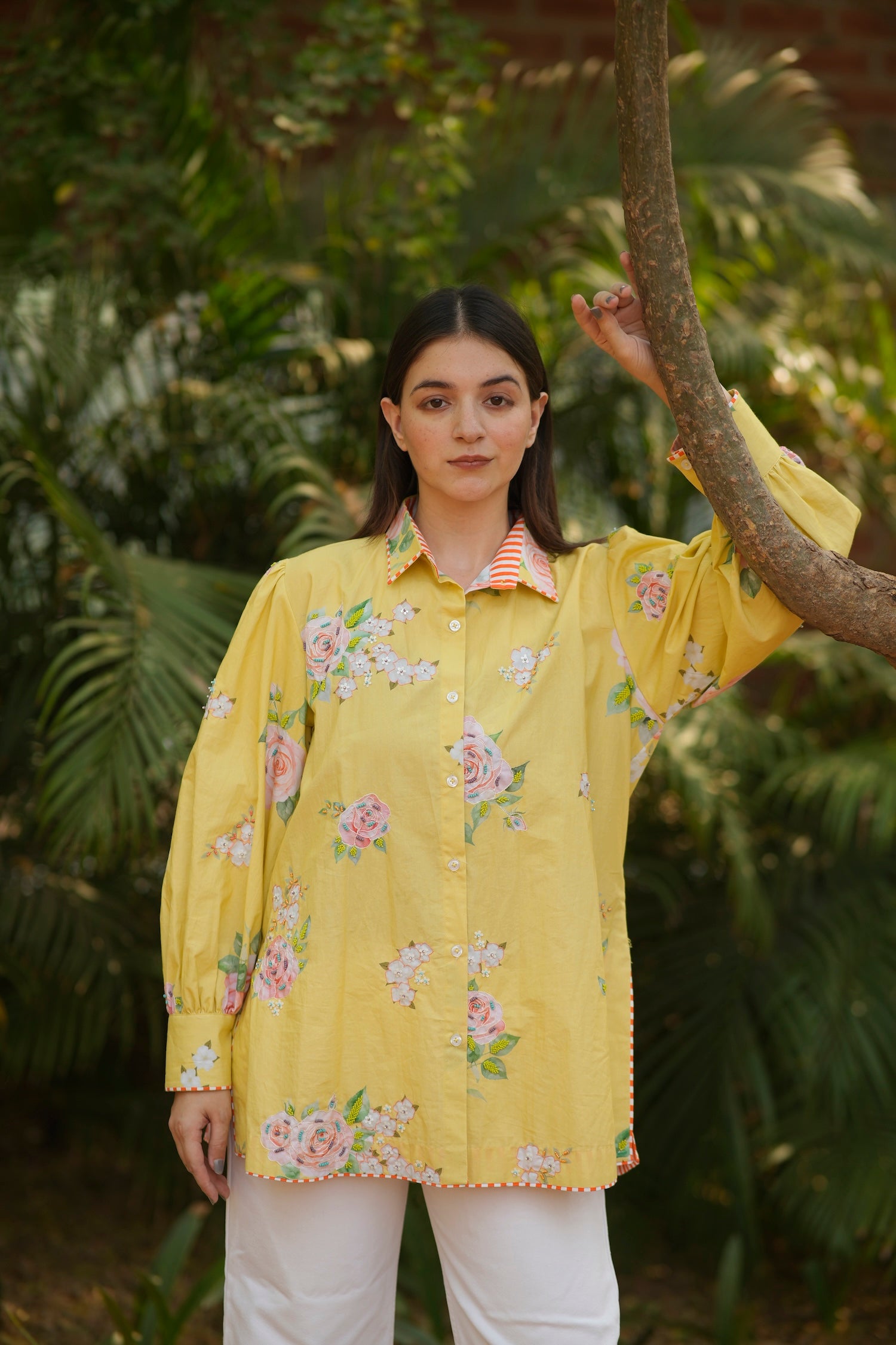Sunbeam Floral Embroidered Cotton Shirt