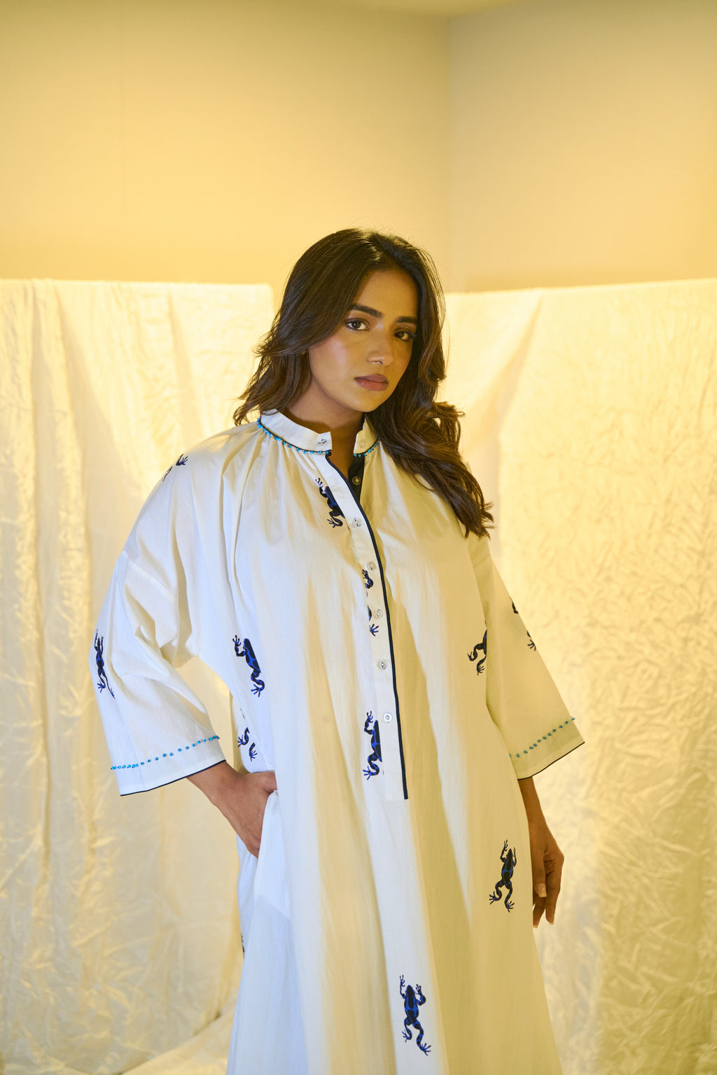 Cotton Beadwork Maxi Dress