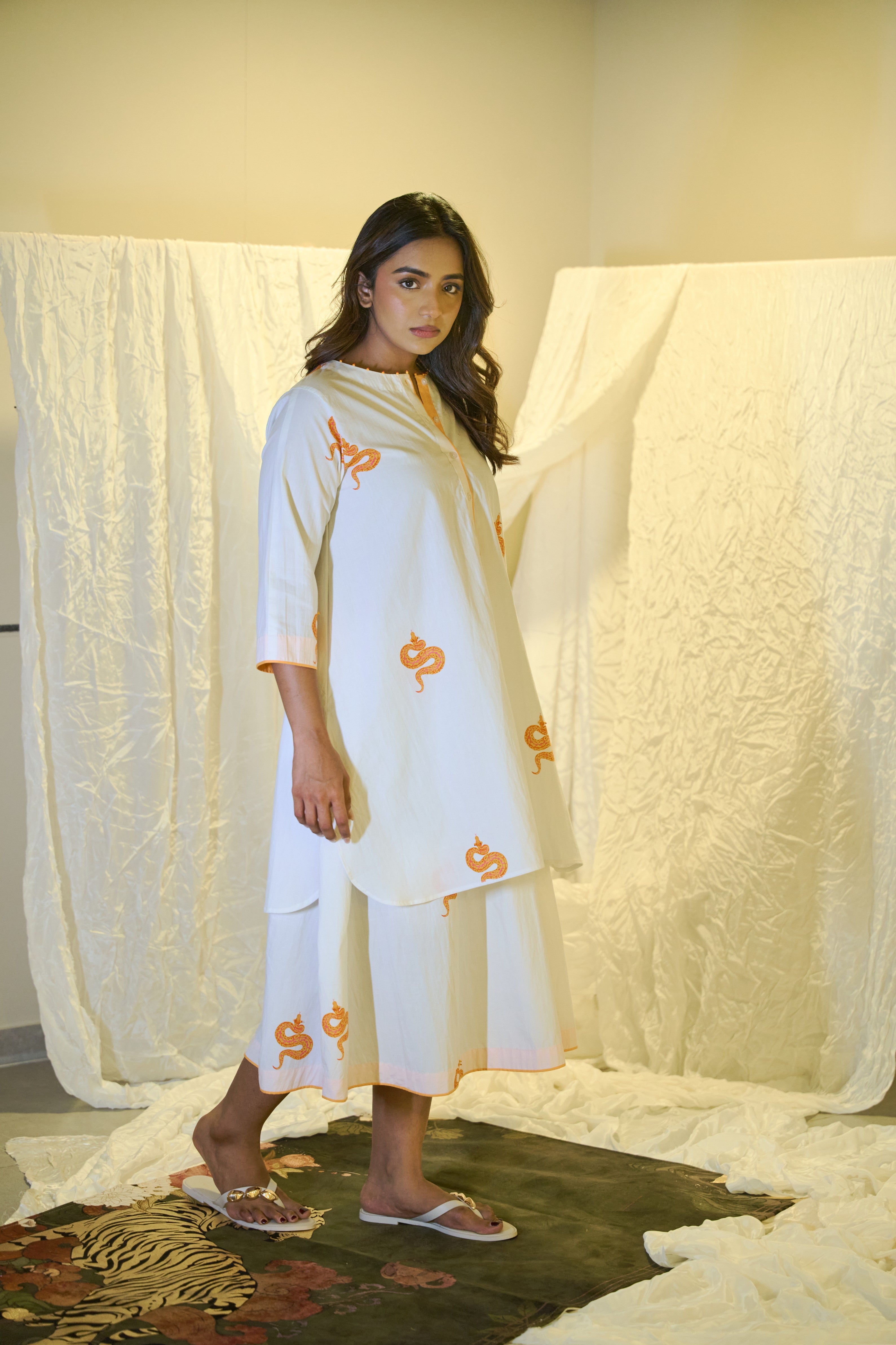 Cotton Bead Work Skirt Set