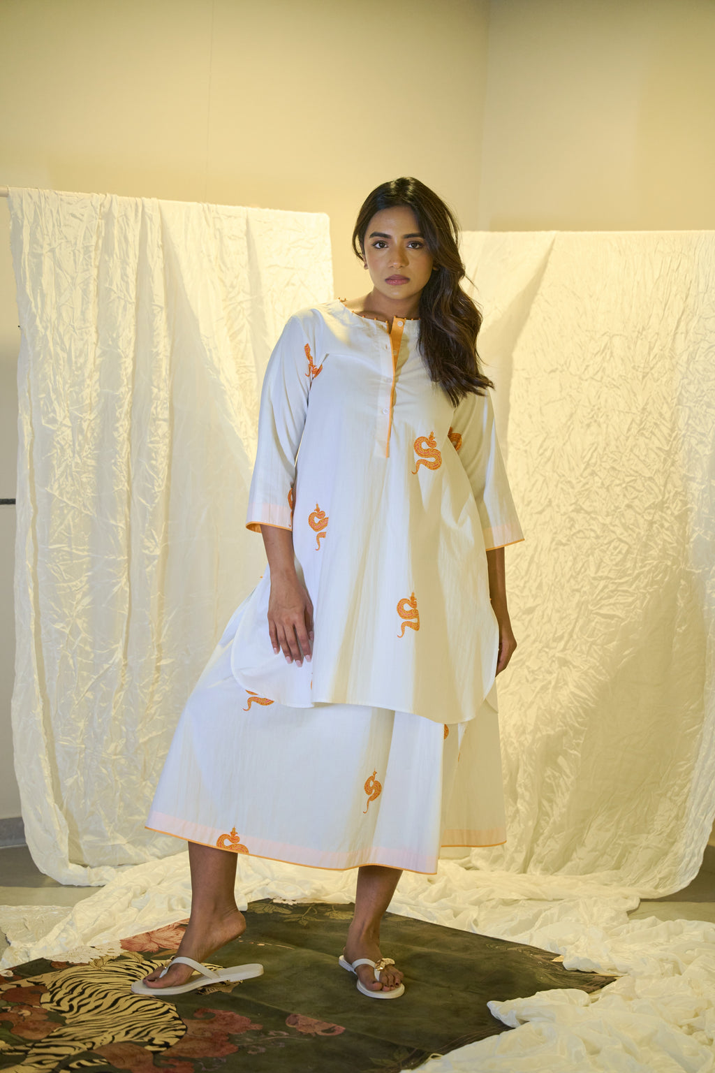 Cotton Bead Work Skirt Set