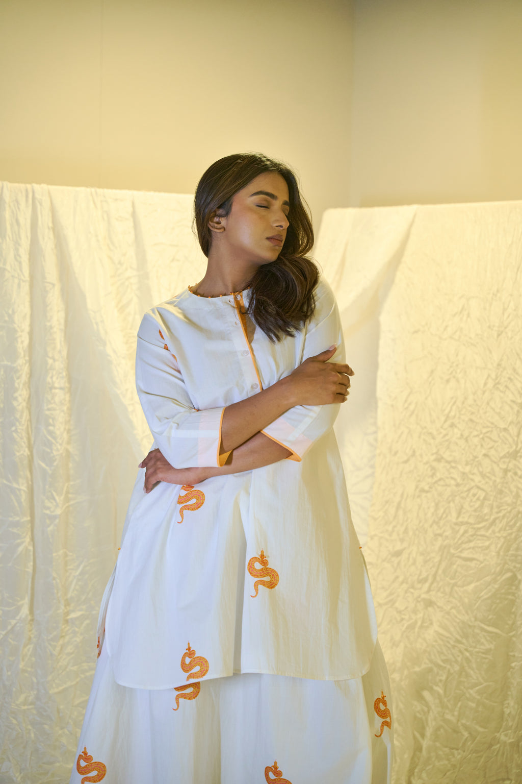 Cotton Bead Work Skirt Set