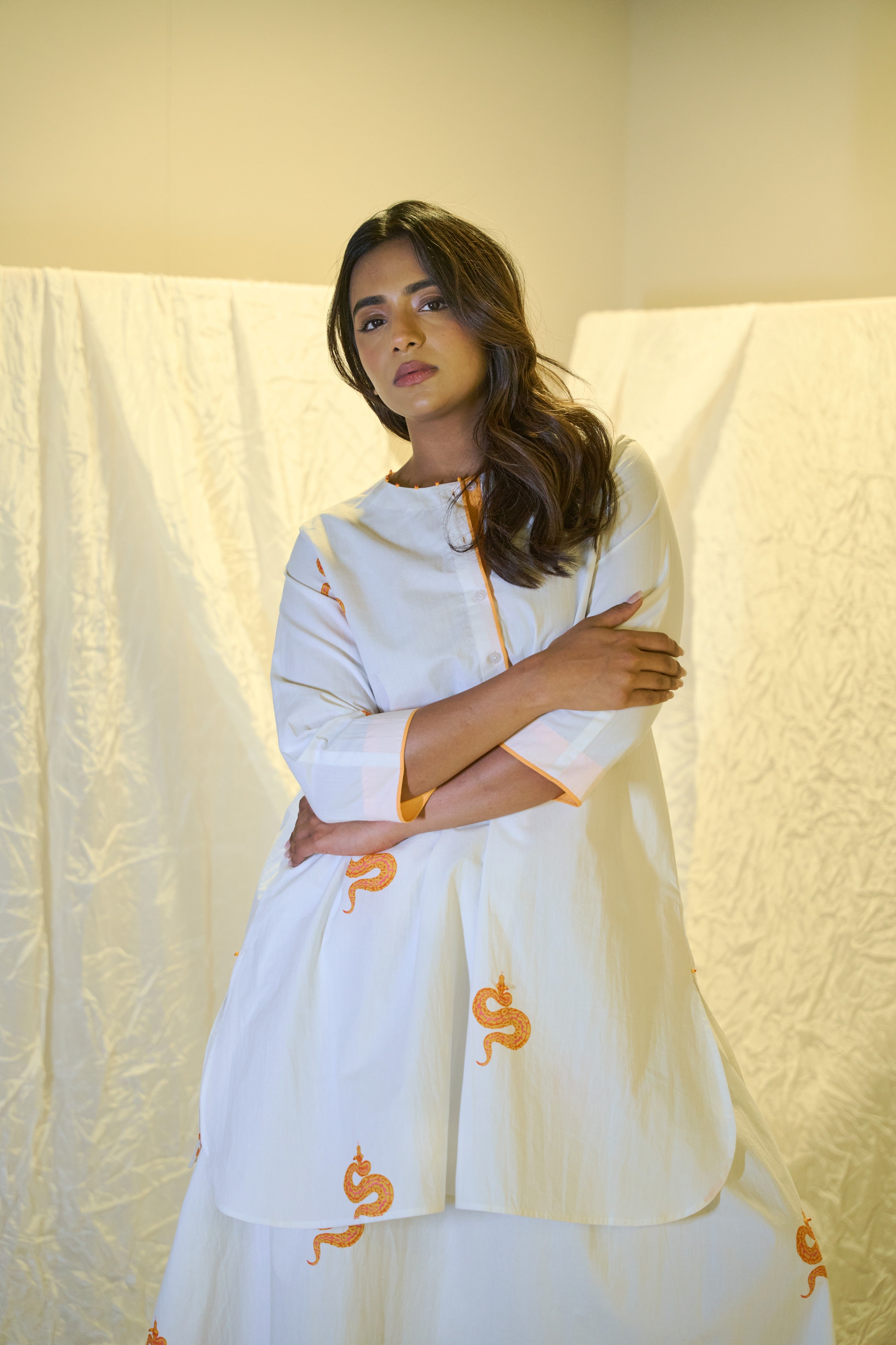 Cotton Bead Work Skirt Set