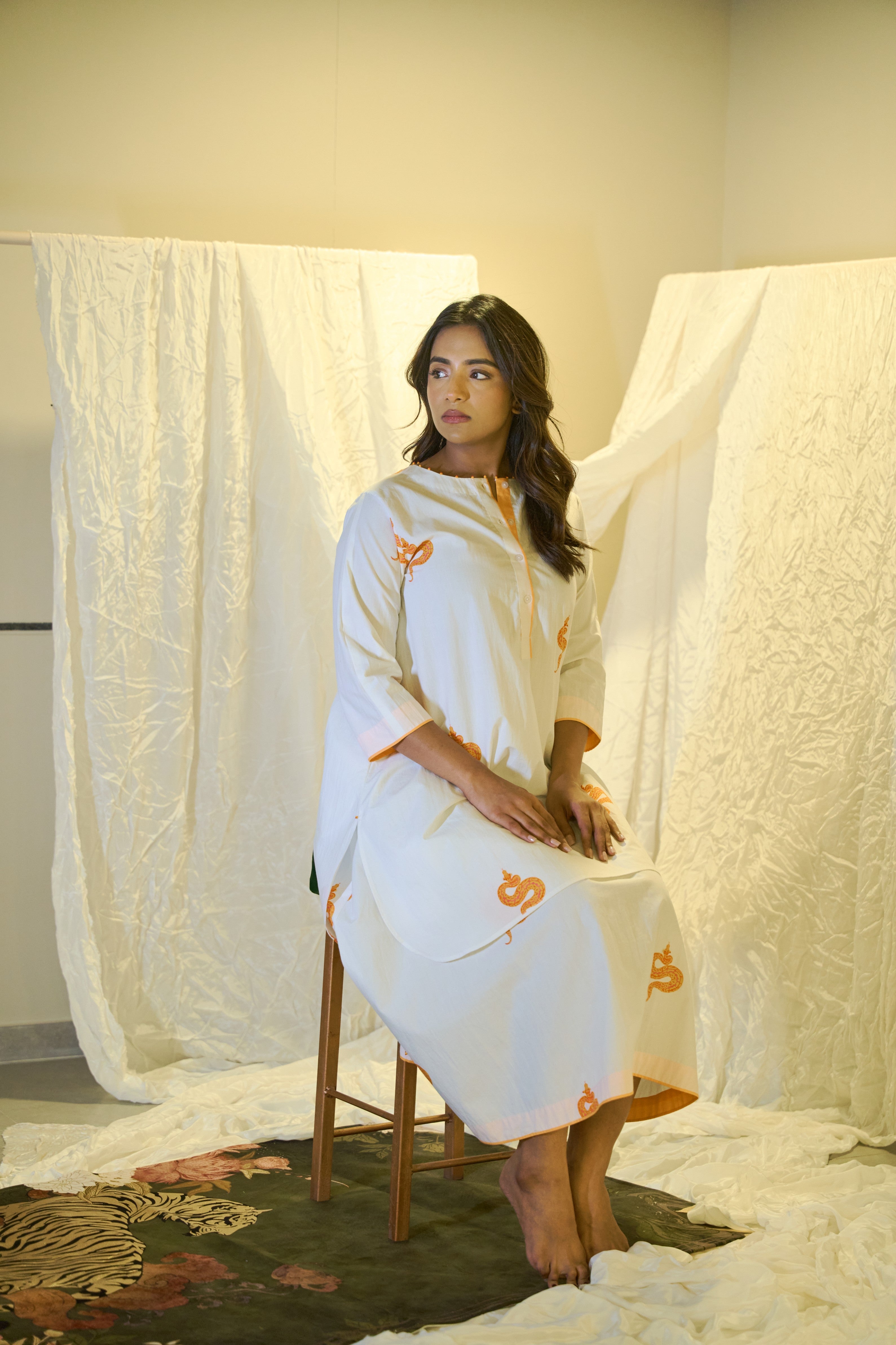 Cotton Bead Work Skirt Set