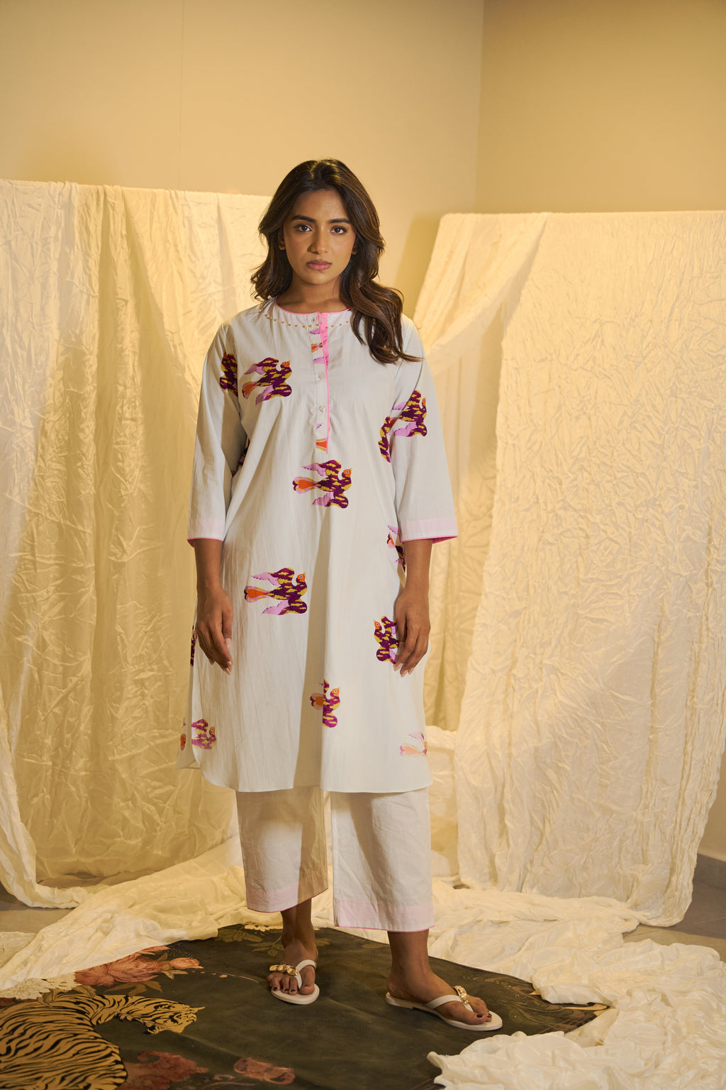 Motif Printed Cotton Kurta Set