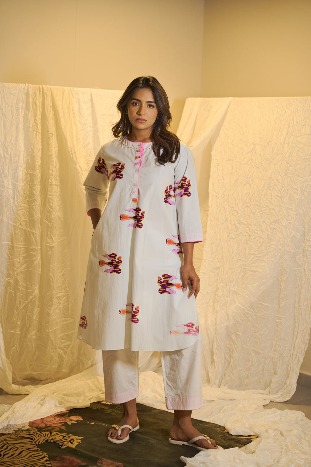 Playful Motif Printed Cotton Short Dress