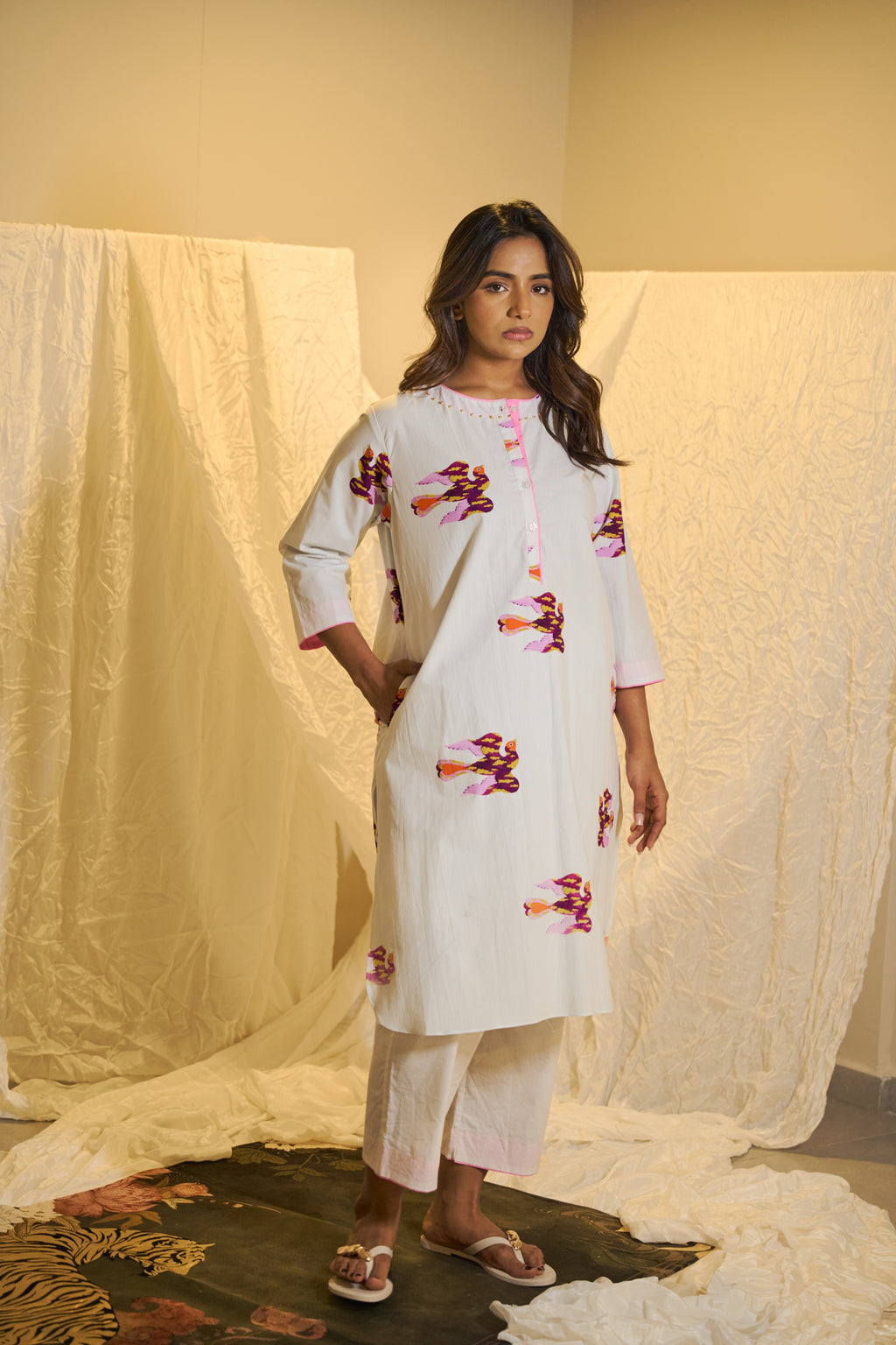 Motif Printed Cotton Kurta Set