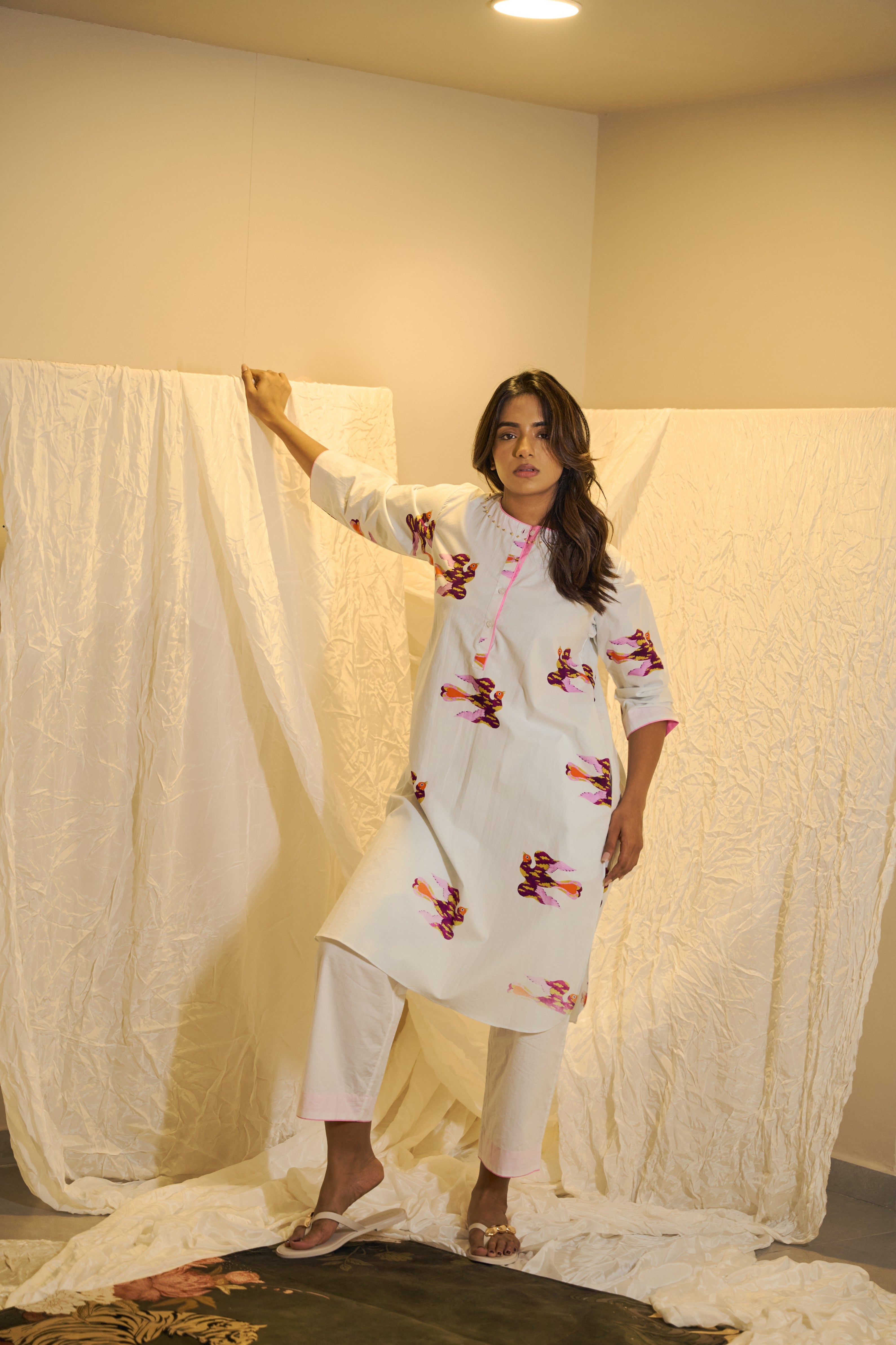 Motif Printed Cotton Kurta Set