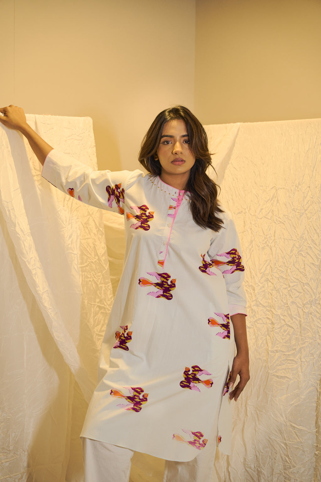 Playful Motif Printed Cotton Short Dress