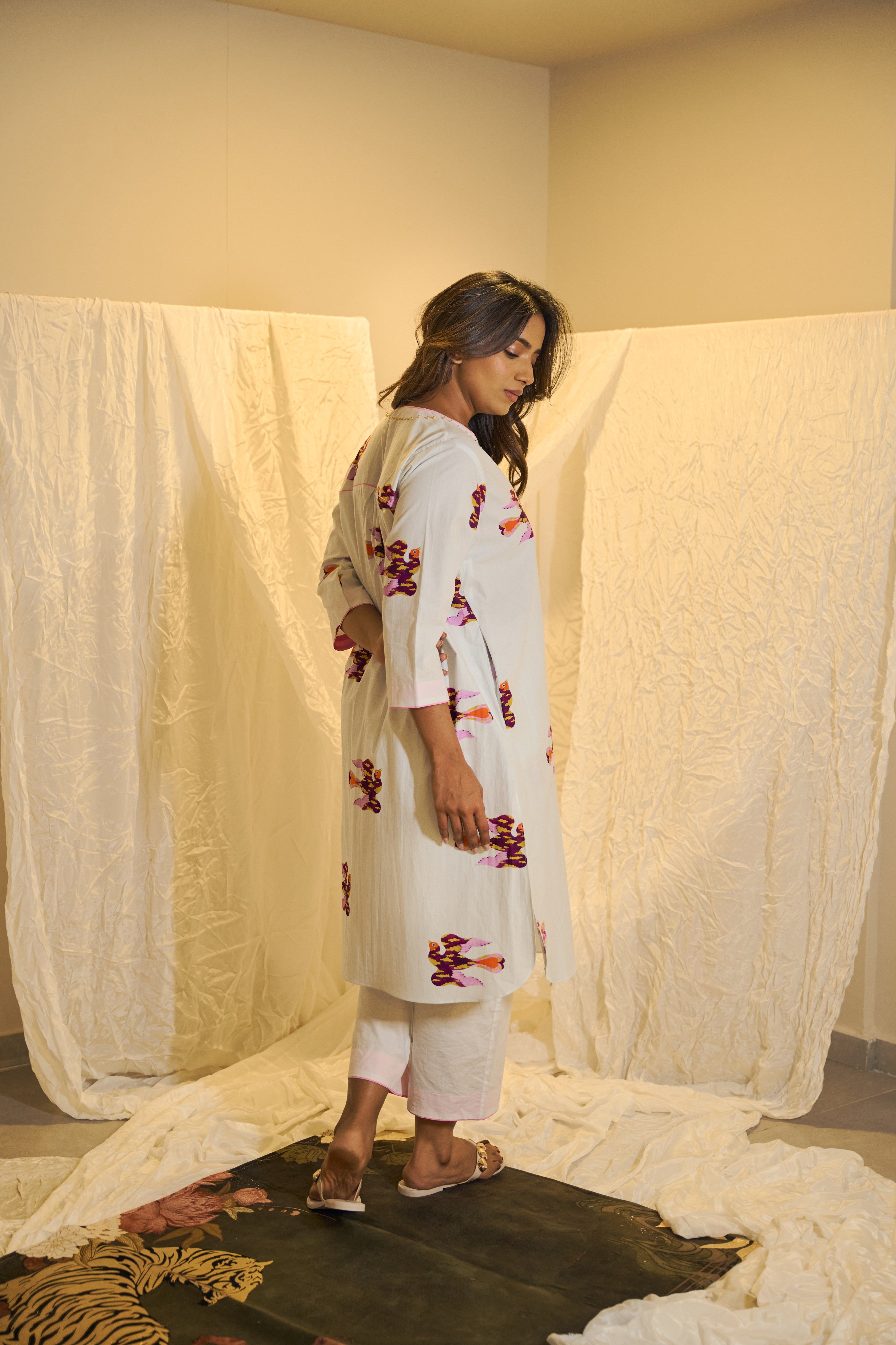 Motif Printed Cotton Kurta Set