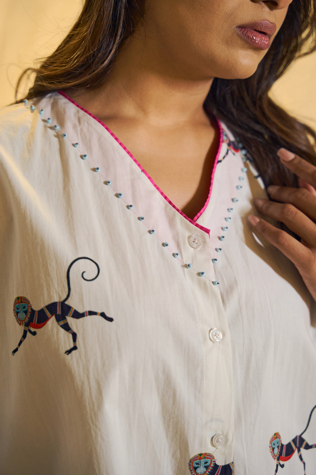 Abstract Motif Printed Cotton Short Dress