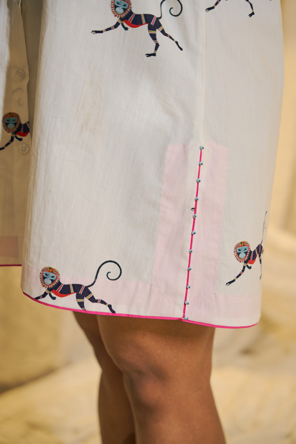 Abstract Motif Printed Cotton Short Dress